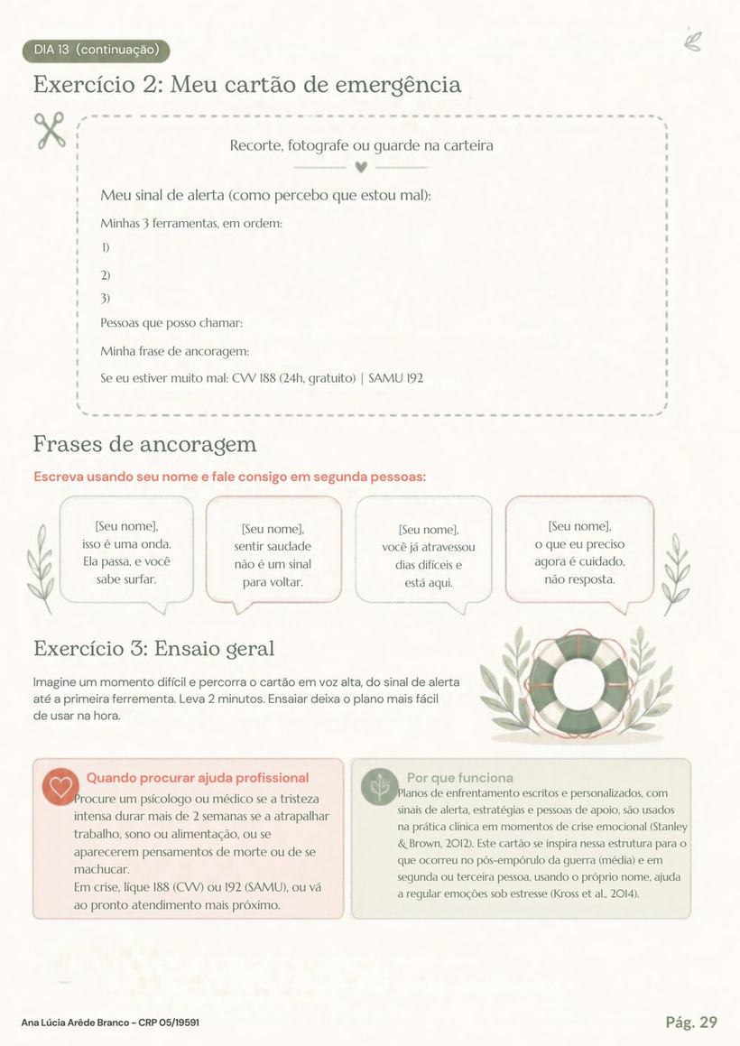 Página do e-book: Dia 13, Seu kit de emergência